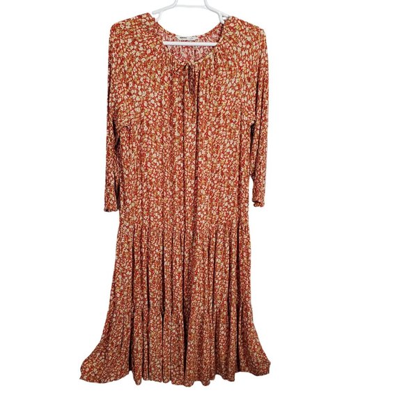 Sonoma Size XXL Dress Long Tiered Crinkle Flowy Floral Keyhole Full Hem Pullover - Picture 2 of 14